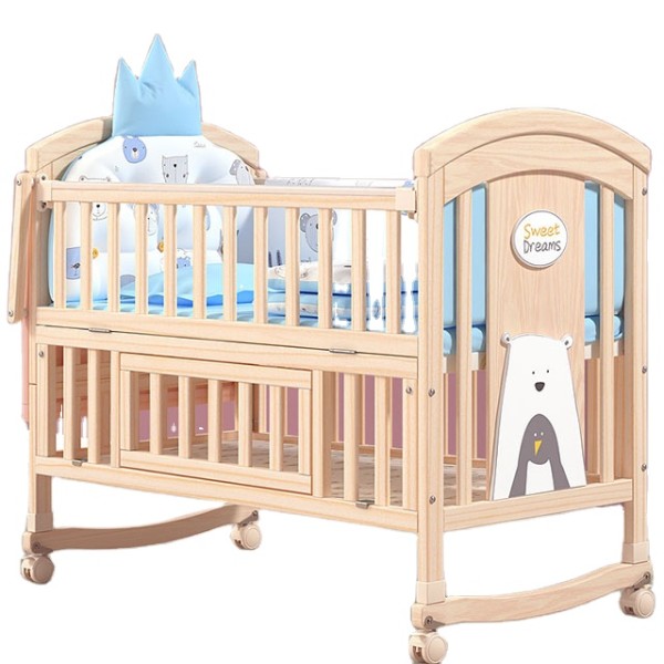 Baby Cot Factory - Pine Wood Adjustable Wheels