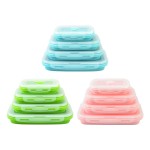 Collapsible Silicone Lunch Box Factory - 4 Pack Reusable Foldable Food Grade Bento