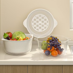 Double Layer Kitchen Colander Manufacturer - Plastic Multi-Purpose Rotating Strainer