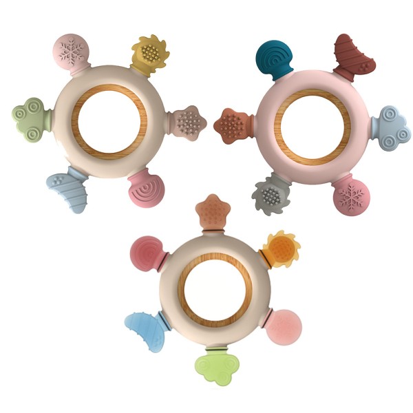 BPA-Free Baby Teether Factory - Silicone Rudder Wood Ring Sensory Toy