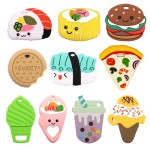 Cartoon Silicone Teether Ring Factory - Safe Food Grade Ice-Cream Pizza Design
