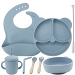 Toddler Baby Feeding Set Manufacturer - BPA Free Silicone Self Dining Spoon Bibs