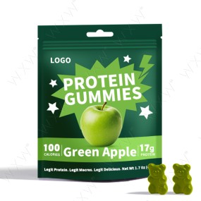 Promotional Custom Logo Food Supplements High Protein Gummies Candy Green Apple Flavor Protein Gummies With 17g Protein