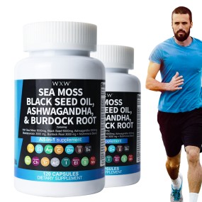 OEM Hot Sale Shilajit and Seamoss Capsule Sea Moss 7000mg Black Seed Oil 4000mg Ashwagandha 2000mginger & Shilajit 9000mg