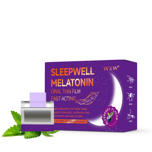 OEM Dietary Supplement Sleep Melatonin Pouches Promote Relaxation Sleeping Vitamin D Melatonin Strips