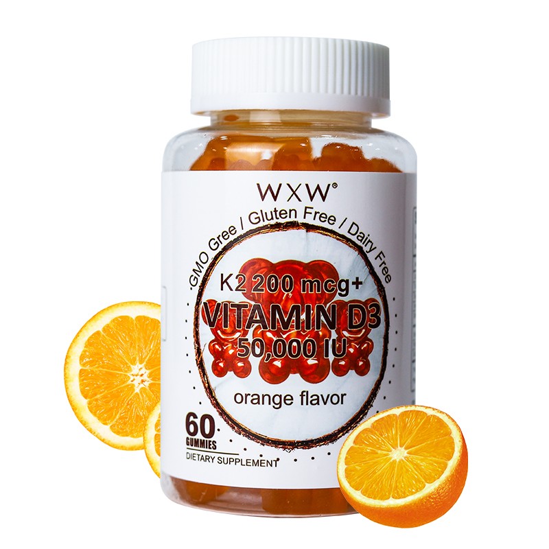 OEM ODM Customized WXW Vitamin D3 K2 Gummies Supports Healthy Bone Heart Calcium Absorption Immune Health
