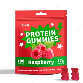 OEM Dietary Supplement Products Protein and Fibre Gummies Natural Raspberry High Protein Muscle Gain Gummies with 17g Protein