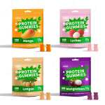 Promotional Custom Logo Food Supplements High Protein Gummies Candy Green Apple Flavor Protein Gummies With 17g Protein