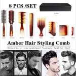 Styling Comb Set Manufacturer - 8 Pcs Amber Heat-resistant Anti-static Mens Hairdressing