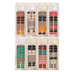 Press on Nails Kit Manufacturer - Custom Matte Leopard Grain Long Coffin False Nails