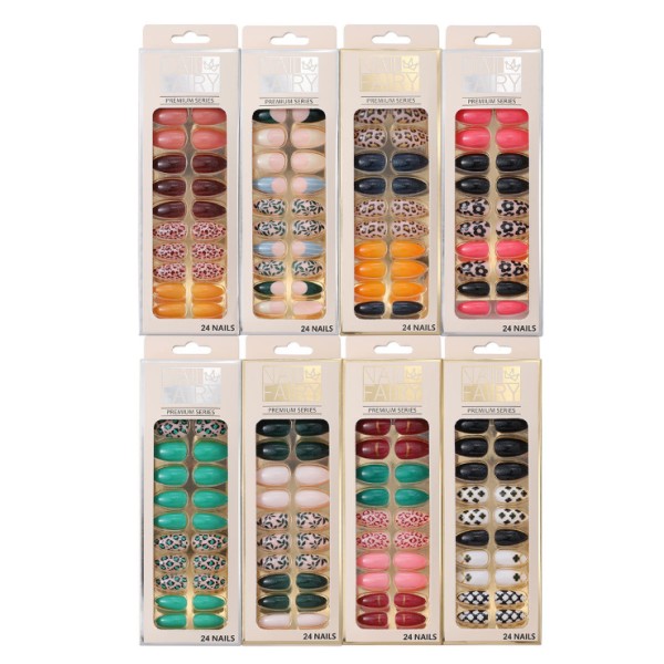 Press on Nails Kit Manufacturer - Custom Matte Leopard Grain Long Coffin False Nails