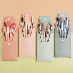 Makeup Brush Set Manufacturer - Custom Wood Handle 8pcs Nylon Hair Kit