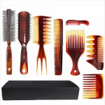 Styling Comb Set Manufacturer - 8 Pcs Amber Heat-resistant Anti-static Mens Hairdressing