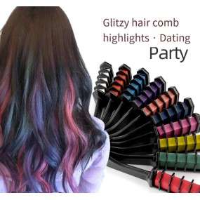 Hair Chalks Comb Set Manufacturer - 10 Color Washable Metallic Glitter for Kids Party