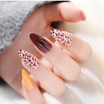 Press on Nails Kit Manufacturer - Custom Matte Leopard Grain Long Coffin False Nails