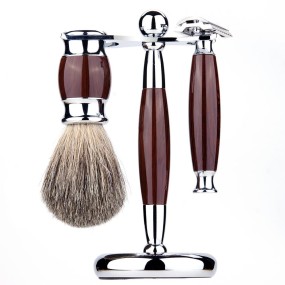 Shaving Brush Set Manufacturer - Wood Handle Badger Hair with Stand Holder