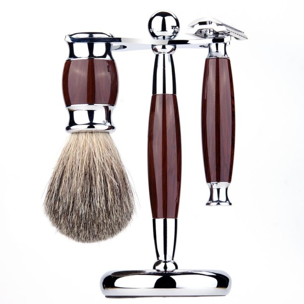 Shaving Brush Set Manufacturer - Wood Handle Badger Hair with Stand Holder