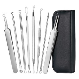 Blackhead Remover Kit Manufacturer - 8pcs Acne Removal Tools with Leather Bag
