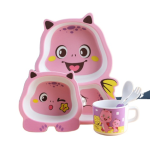 Bamboo Dinnerware Set - Cartoon Animal Design