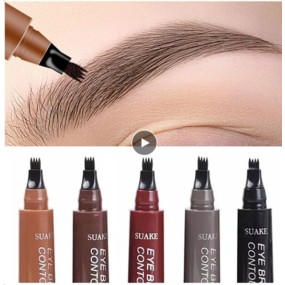 4D Microblading Eyebrow Pen 4 Forks Tip Eyebrow Tattoo Pencil Long Lasting Fine Sketch Liquid Eye Brow Make up