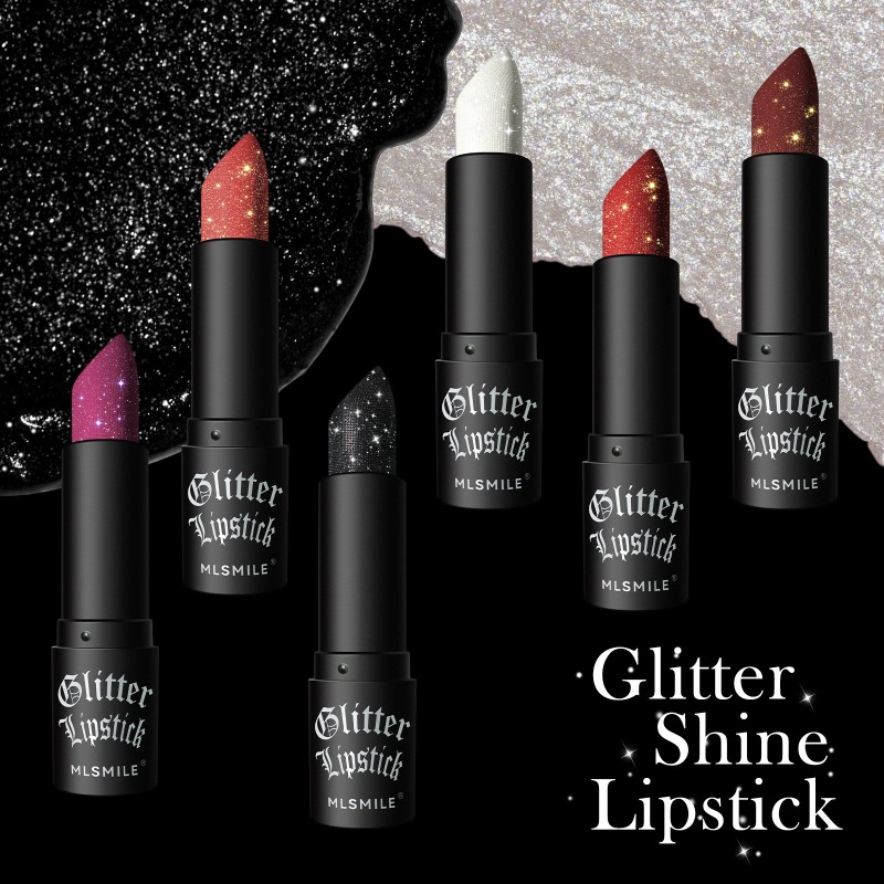 Cross-border Exclusive Non-stick Cup Lipstick with Broken Diamonds Black Halloween Dark Vampire Velvet Waterproof Non-color Loss