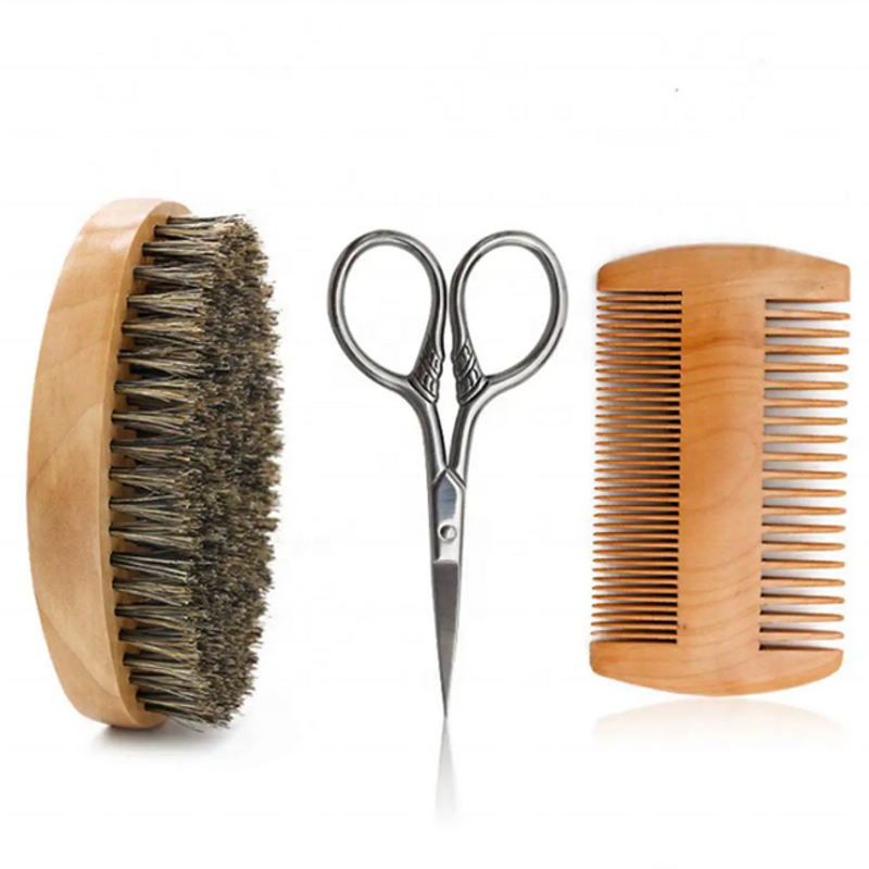 Men Grooming Kit - Beard Brush Comb Scissors