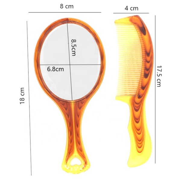 Hair Straightener Comb - Amber Plastic Mirror