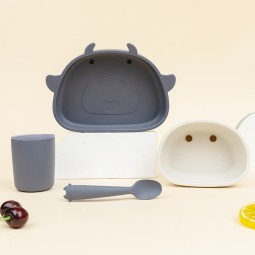 Toddler Dining Set Manufacturer - Kids Silicone Suction Plate Tableware Feeding Bowl Cup Spoon Fork
