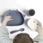Toddler Feeding Set Manufacturer - New Arrival Silicon Suction Plate Bowl Cup Straw Spoon