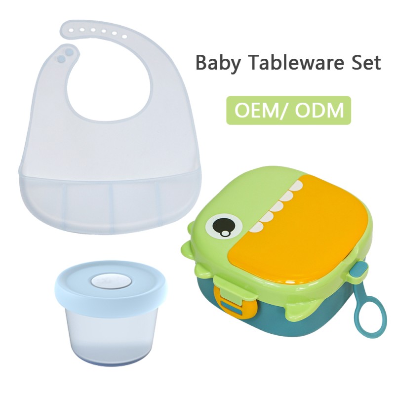 Silicone Baby Feeding Set Manufacturer - Biboo New BPA Free Eco-Friendly Storage Box Bowl Bib Set