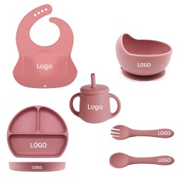 Silicone Baby Feeding Set Manufacturer - Suction Plate Bowl Cup Bibs Dinnerware for Kids Baby