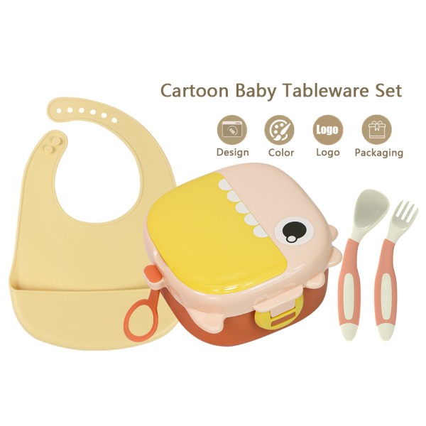 Baby Dinnerware Set Manufacturer - BPA Free Silicone Bibs Stainless Steel PP Bowl Spoon Fork