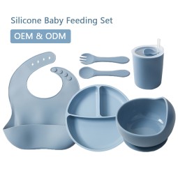 Silicone Baby Feeding Set Manufacturer - Manufacturer Wholesale BPA Free Fork Spoon Cup Bowl Plate Bibs