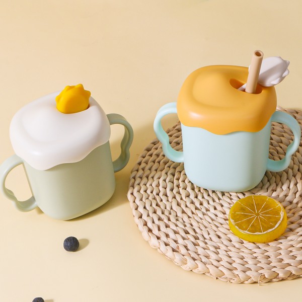 Baby Sippy Cups Manufacturer - New Arrival 300ml Portable Removable Silicone Water Milk with Handle