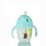 Training Bottle Manufacturer - BPA Free PP Plastic Carton Patterns Drinking Cup with Straw