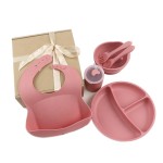 Silicone Baby Feeding Set Manufacturer - Wholesale Cute Kid Food Suction Plate Bibs Dinnerware