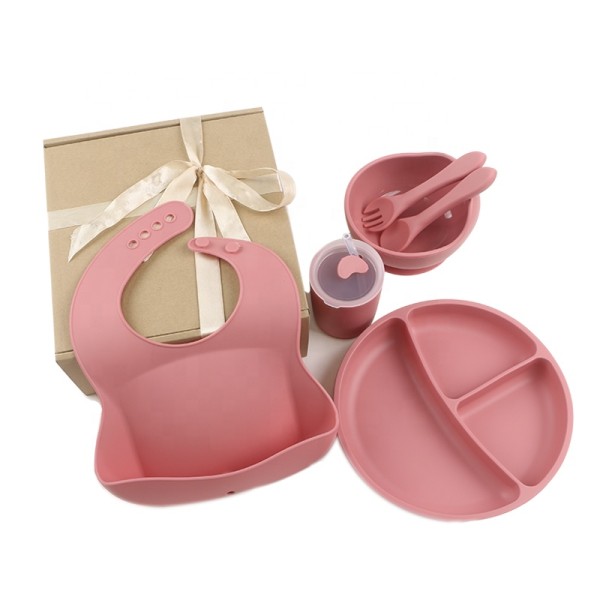 Silicone Baby Feeding Set Manufacturer - Wholesale Cute Kid Food Suction Plate Bibs Dinnerware