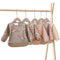 Infant Smocked Coverall Manufacturer - Wholesale PU Adjustable Long Sleeve Bibs Waterproof Drool Feeding Baby Clothes