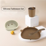 Toddler Feeding Set Manufacturer - New Arrival Silicon Suction Plate Bowl Cup Straw Spoon