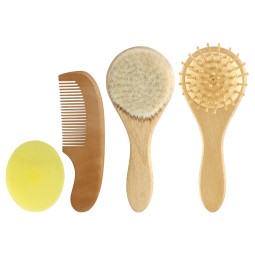 Baby Bath Hair Comb Set Manufacturer - Manufacturer Wholesale Healthcare Wool Brush Kit Soft Wooden
