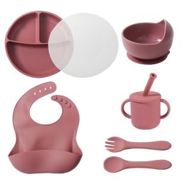 Baby Feeding Tableware Set Manufacturer - 6 Piece Child Tool Deep Split Tray Eco Silicone