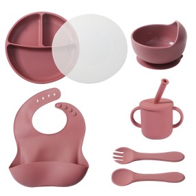 Baby Feeding Tableware Set Manufacturer - 6 Piece Child Tool Deep Split Tray Eco Silicone