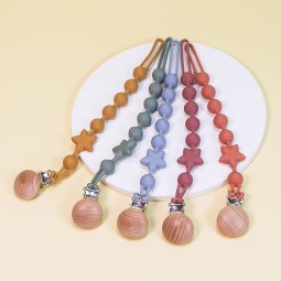 Pacifier Teether Holder Set Manufacturer - Hot Selling Adjustable Silicone Animal Custom Beads Clip