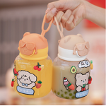 Water Bottle - Bear Lid Straw Design