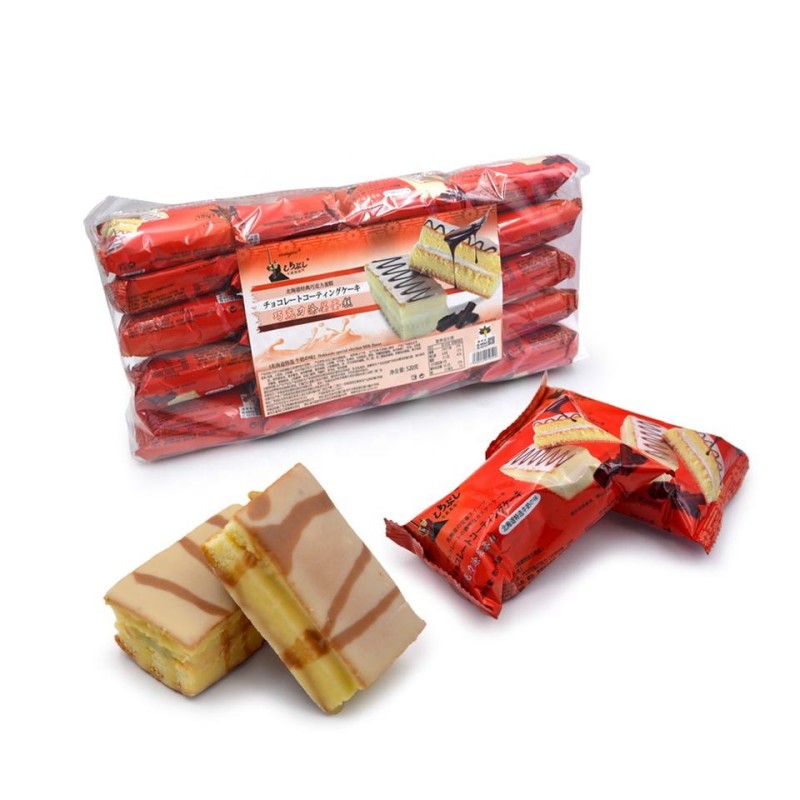Factory Wholesale Chocolate Coated Milk Flavor Soft Chinese Sponge Cake Snack
