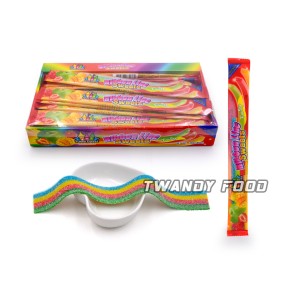 Superviviga Wholesale Custom rainbow Long Sour Belt Gummy Candy Sweets
