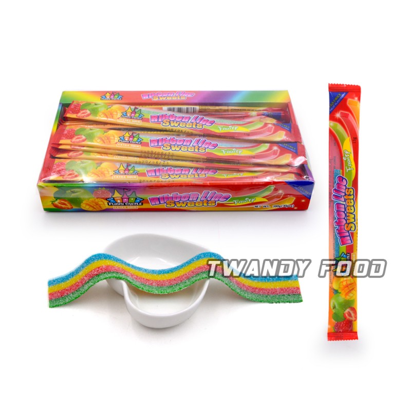 Superviviga Wholesale Custom rainbow Long Sour Belt Gummy Candy Sweets