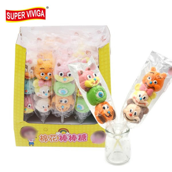 热卖可爱的猴子动物形状棉花糖棒棒糖