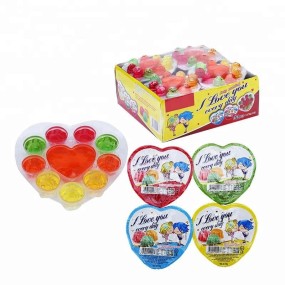 OEM Beautiful Colorful Heart Shape Sweet Fruit Jelly Pudding Cup