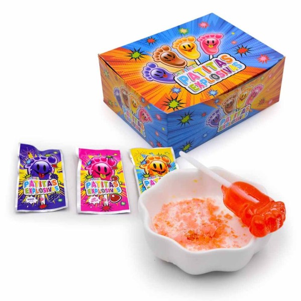 魔术Pop Pop Pop酸果味脚形棒棒糖与酸粉糖